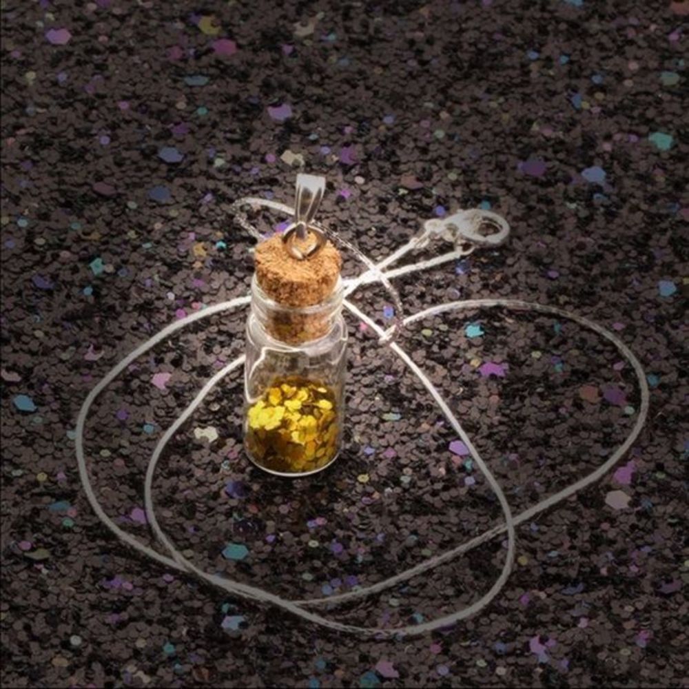 (K3) Gold Glitter Bottle Necklace